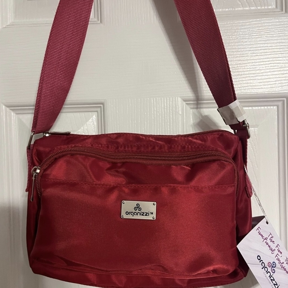 NWT Organizzi  Red Tote Bag with Durable Fabric & Adjustable Straps NWT !!